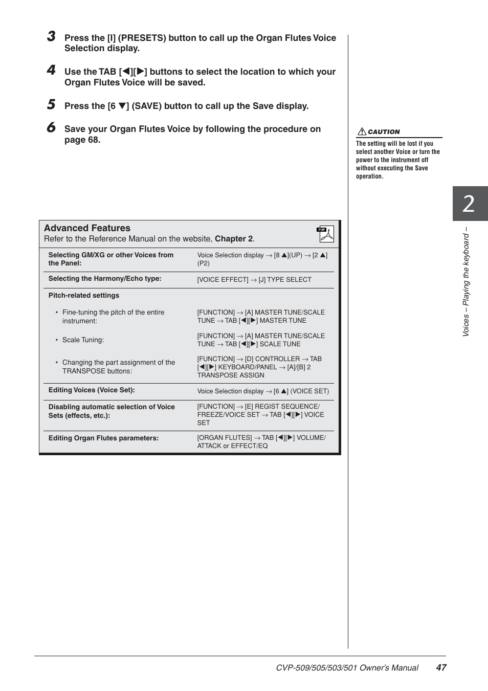 Yamaha CLAVINOVA CVP-505 User Manual | Page 47 / 138