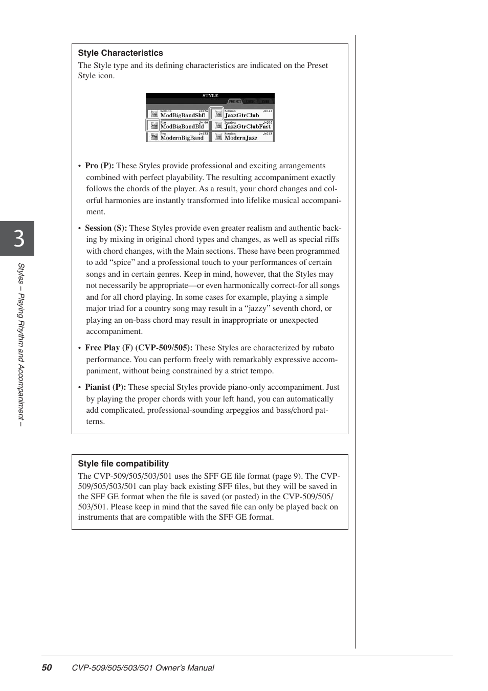 Yamaha CLAVINOVA CVP-505 User Manual | Page 50 / 138