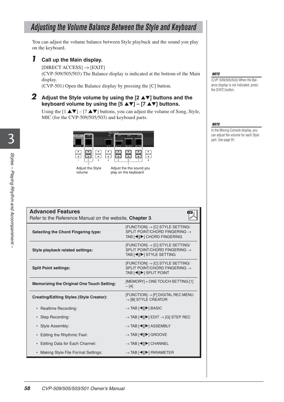 Yamaha CLAVINOVA CVP-505 User Manual | Page 58 / 138