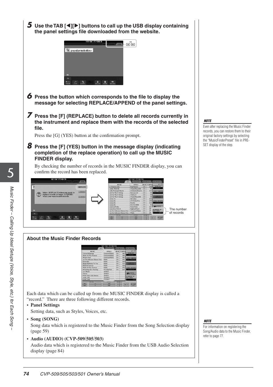 Yamaha CLAVINOVA CVP-505 User Manual | Page 74 / 138