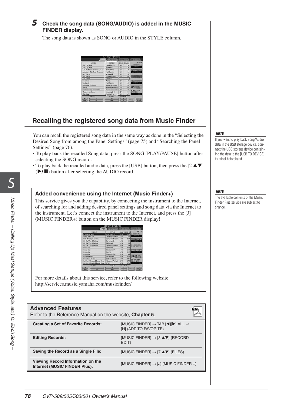 Yamaha CLAVINOVA CVP-505 User Manual | Page 78 / 138