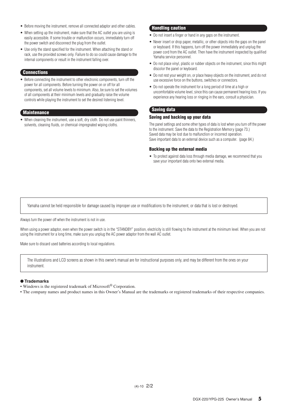 Yamaha YPG-225 User Manual | Page 5 / 118