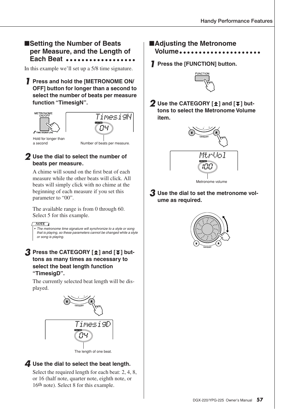 Timesign, Timesigd, Mtrvol | Yamaha YPG-225 User Manual | Page 57 / 118