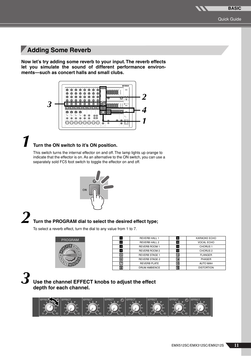 Adding some reverb | Yamaha EMX212S User Manual | Page 11 / 36