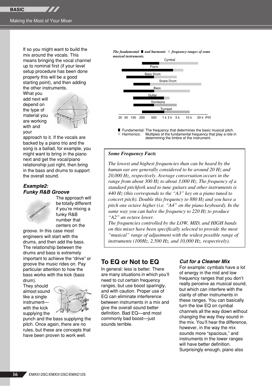 To eq or not to eq, Example2: funky r&b groove, Cut for a cleaner mix | Yamaha EMX212S User Manual | Page 16 / 36