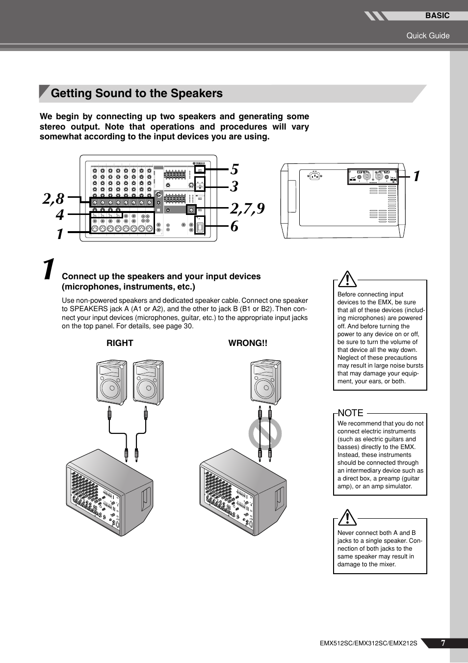 Getting sound to the speakers | Yamaha EMX212S User Manual | Page 7 / 36