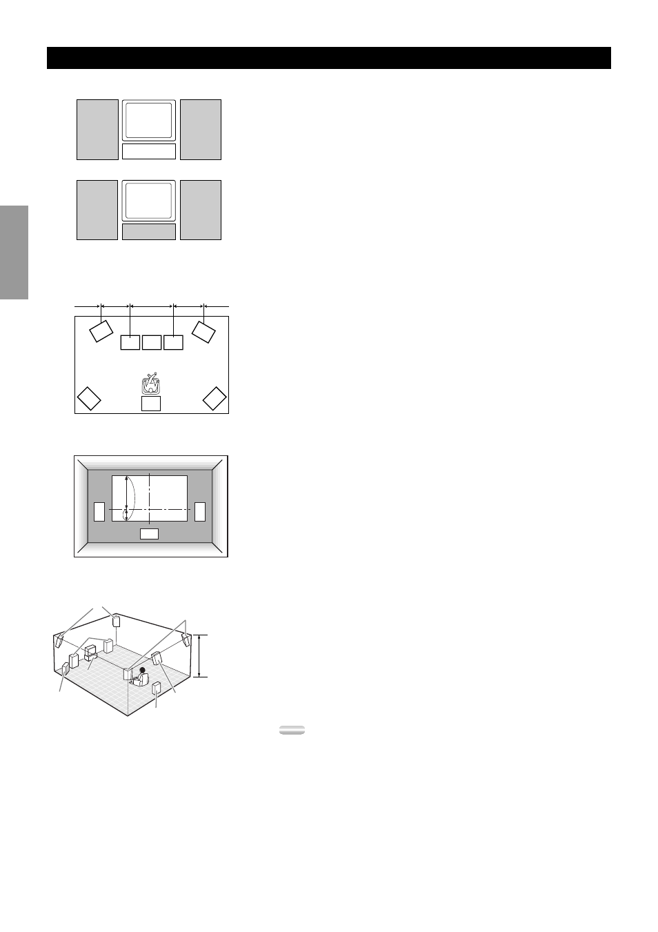 Additional speaker placement, 20 speaker placement, Placing the main speakers | Placing the center speaker, When you use a projection screen, Placing the subwoofers | Yamaha DSP-AX2  EN User Manual | Page 22 / 71