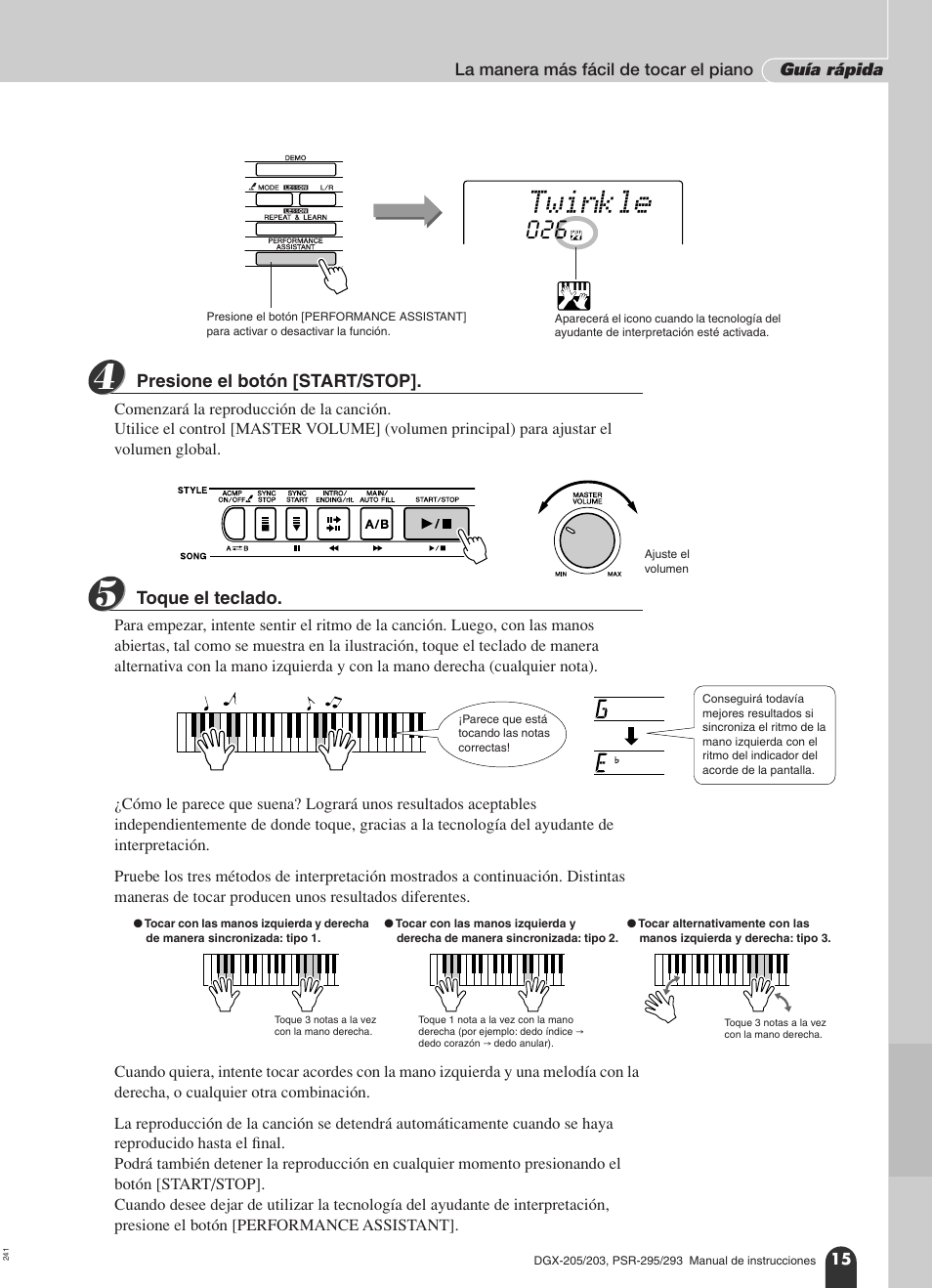 Twinkle | Yamaha Portable Grand PortableGrand DGX-203 User Manual | Page 15 / 98
