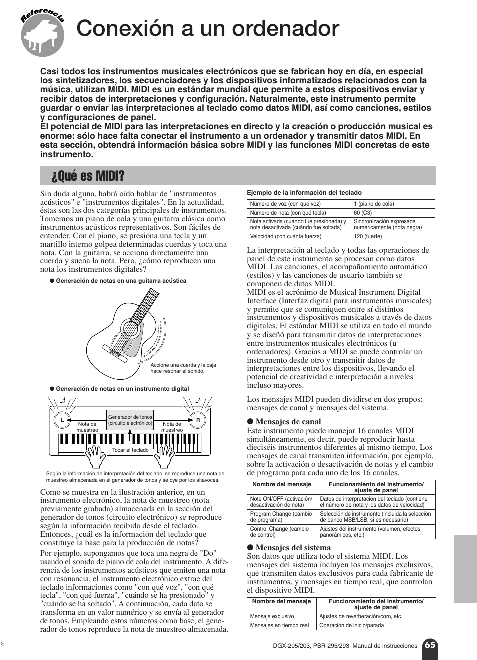 Conexión a un ordenador, Qué es midi | Yamaha Portable Grand PortableGrand DGX-203 User Manual | Page 65 / 98