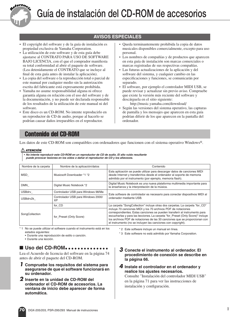 Yamaha Portable Grand PortableGrand DGX-203 User Manual | Page 70 / 98