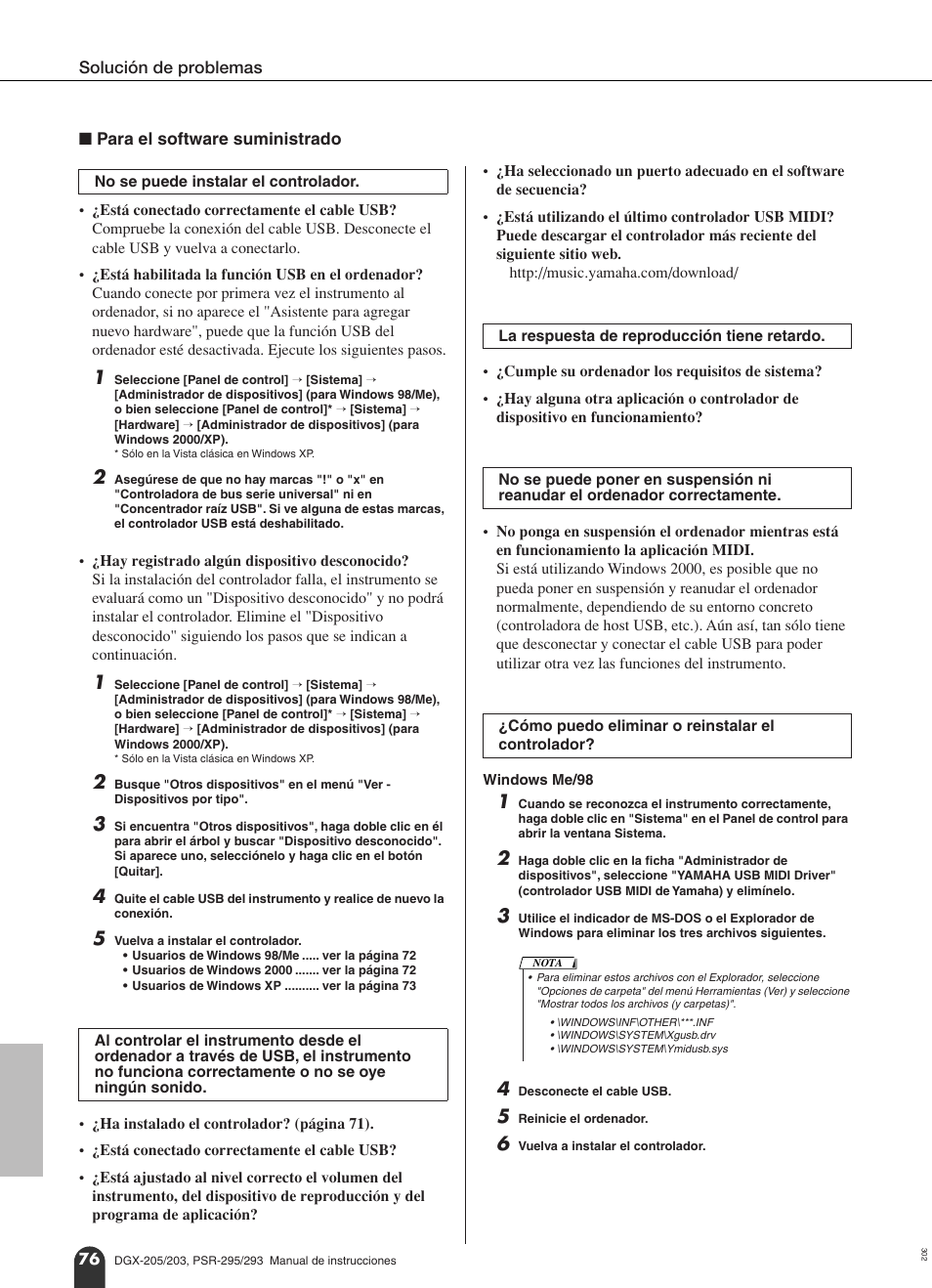 N para el software suministrado | Yamaha Portable Grand PortableGrand DGX-203 User Manual | Page 76 / 98