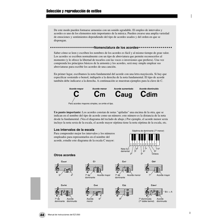 Selección y reproducción de estilos | Yamaha Portatone EZ-250i User Manual | Page 44 / 87