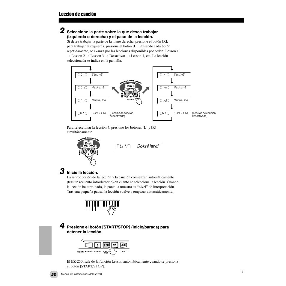 Lección de canción | Yamaha Portatone EZ-250i User Manual | Page 50 / 87