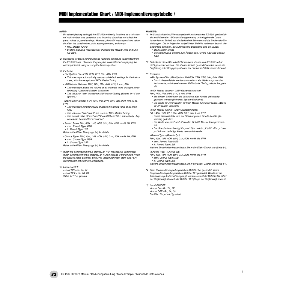 Yamaha Portatone EZ-250i User Manual | Page 82 / 87