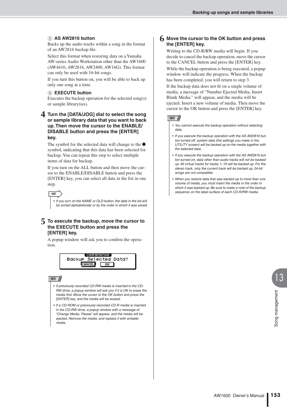 Yamaha AW 1600 User Manual | Page 153 / 232