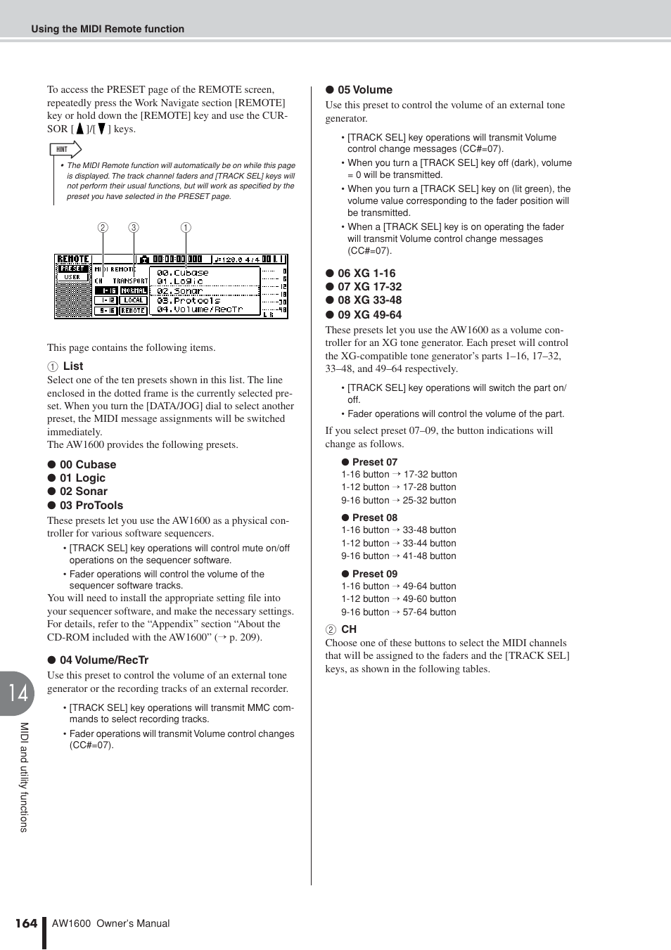 Yamaha AW 1600 User Manual | Page 164 / 232