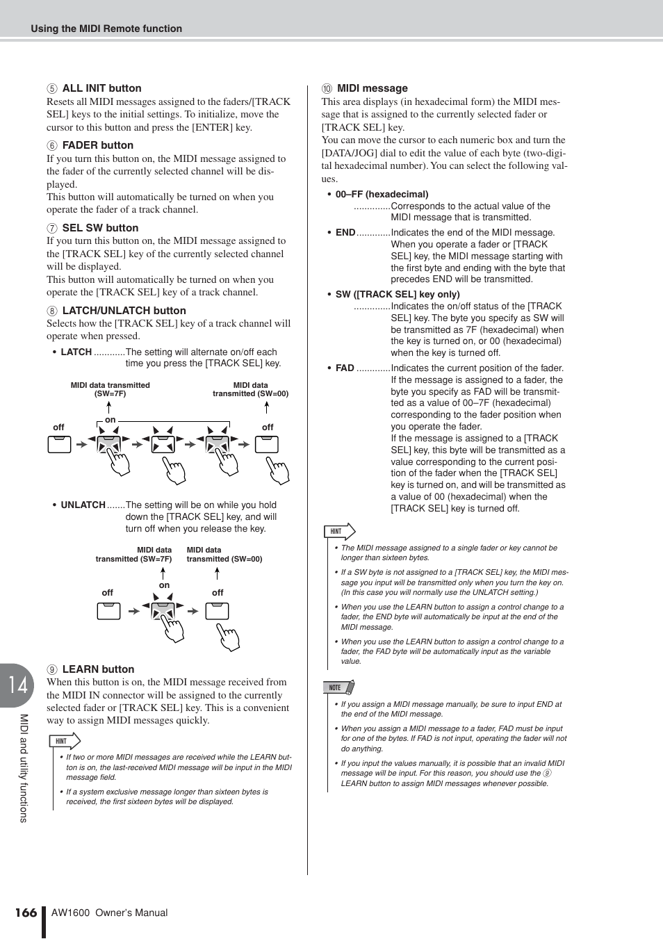 Yamaha AW 1600 User Manual | Page 166 / 232