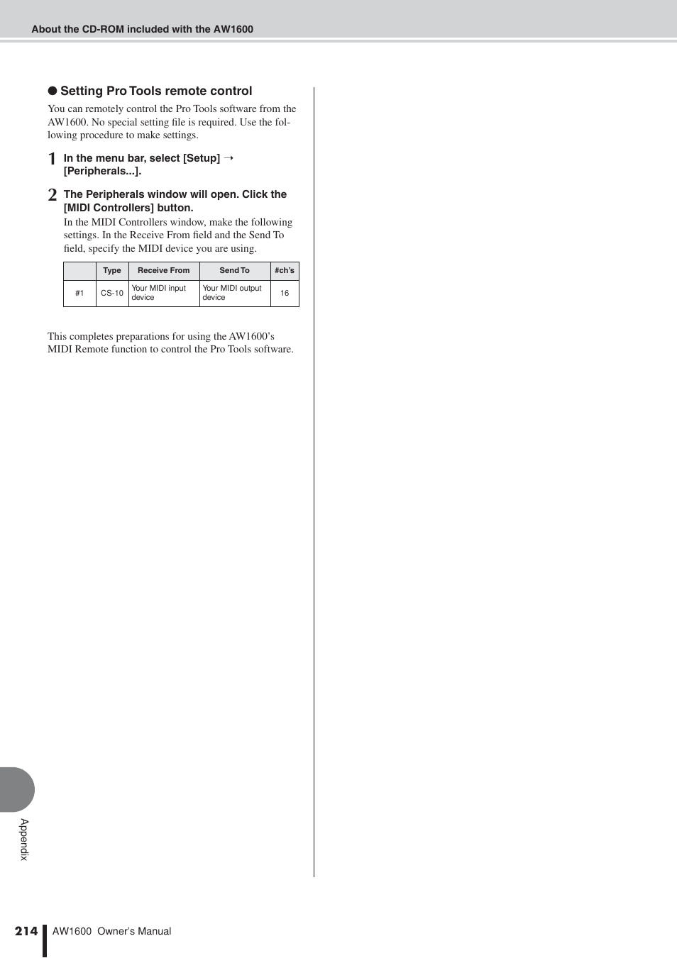 Yamaha AW 1600 User Manual | Page 214 / 232