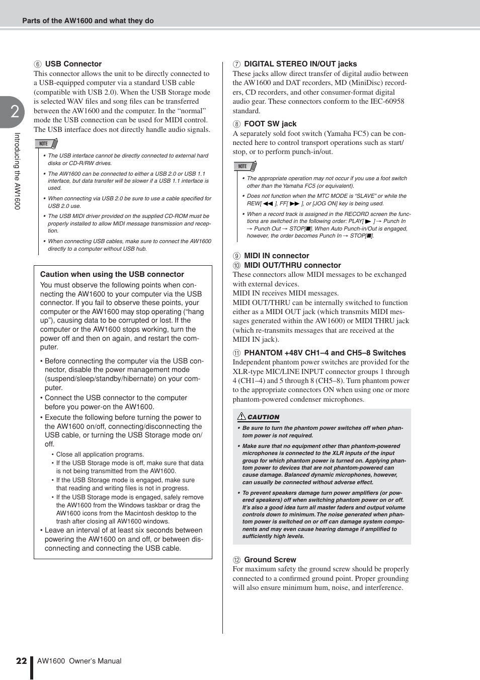 Yamaha AW 1600 User Manual | Page 22 / 232