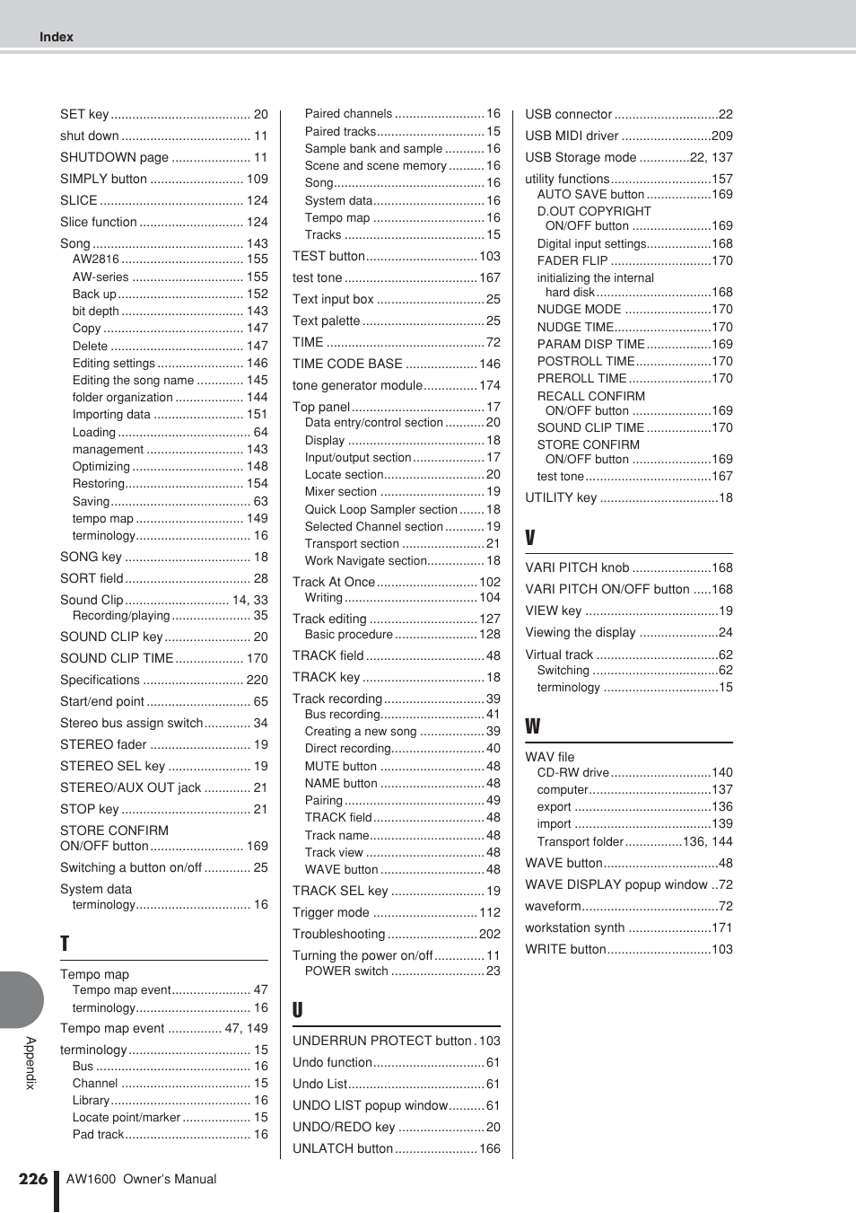 Yamaha AW 1600 User Manual | Page 226 / 232