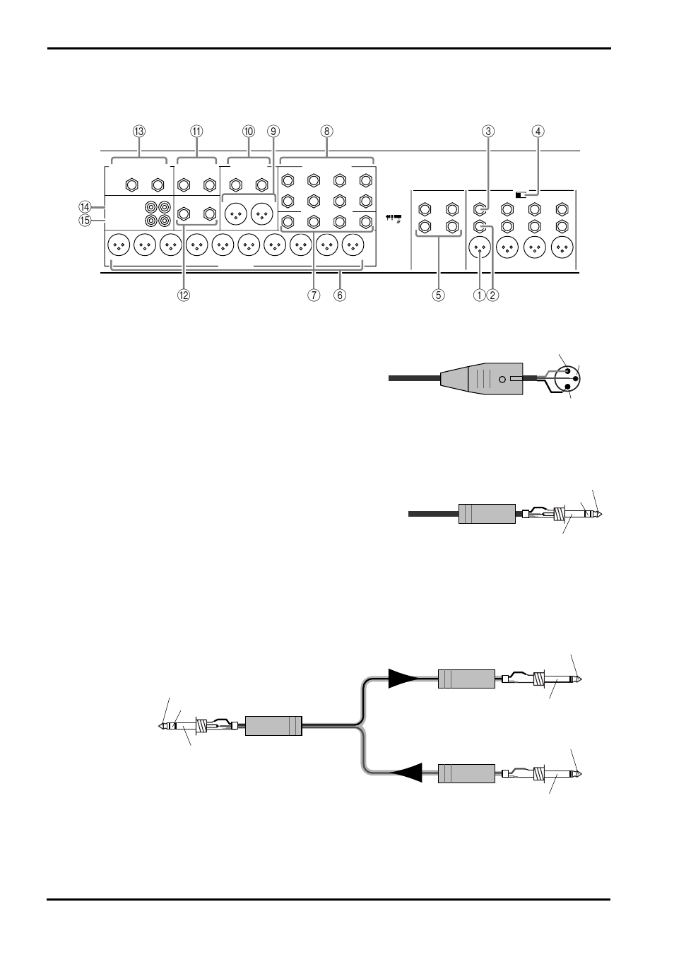 Rear panel, Insert i/o jacks 1–12, Phantom (+48 v) switches | Yamaha GA24/12 User Manual | Page 18 / 26
