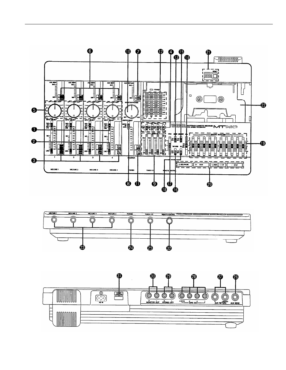 The controls and connectors | Yamaha MT120 User Manual | Page 7 / 33