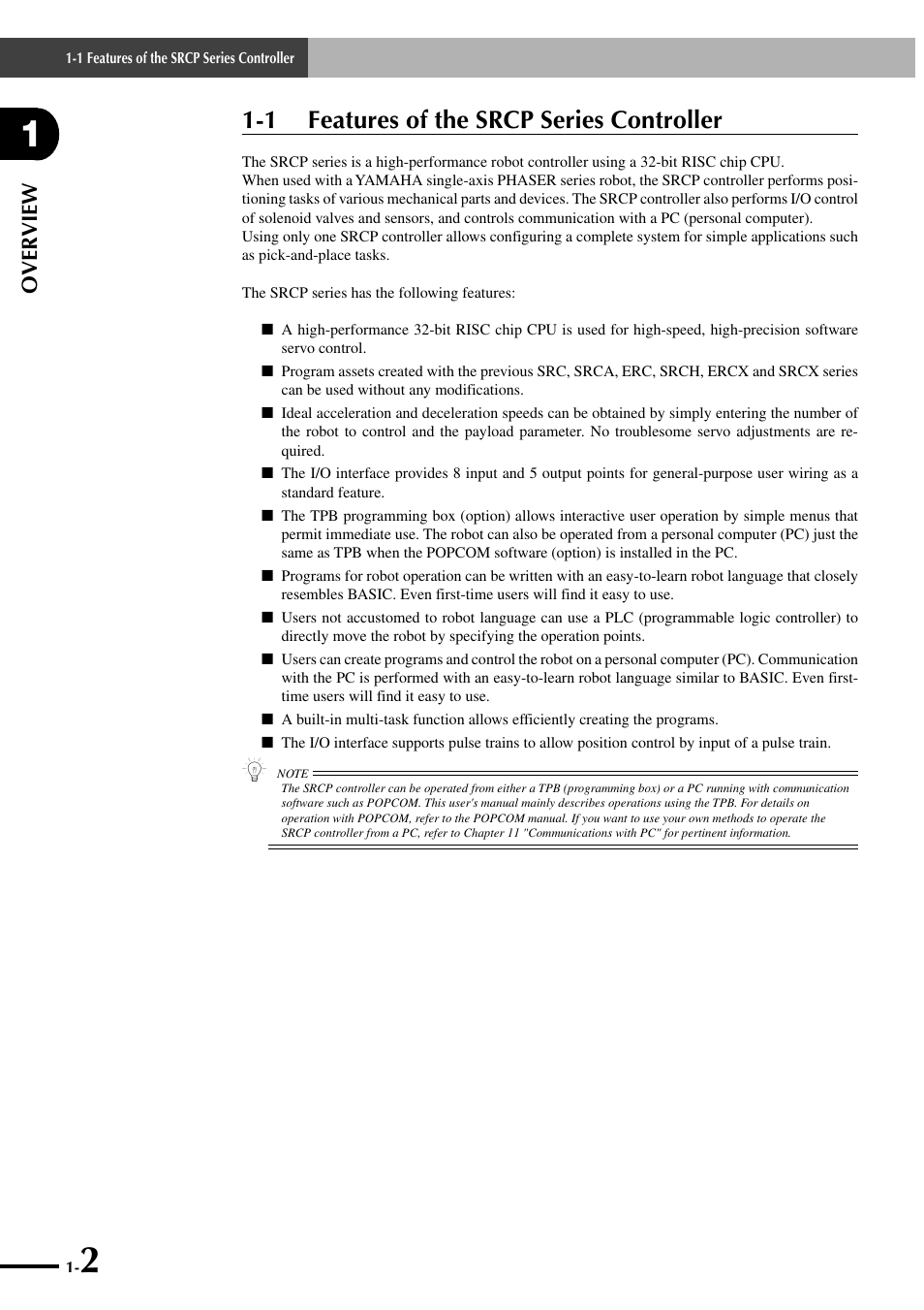 1 features of the srcp series controller, Over view | Yamaha SRCP User Manual | Page 10 / 246