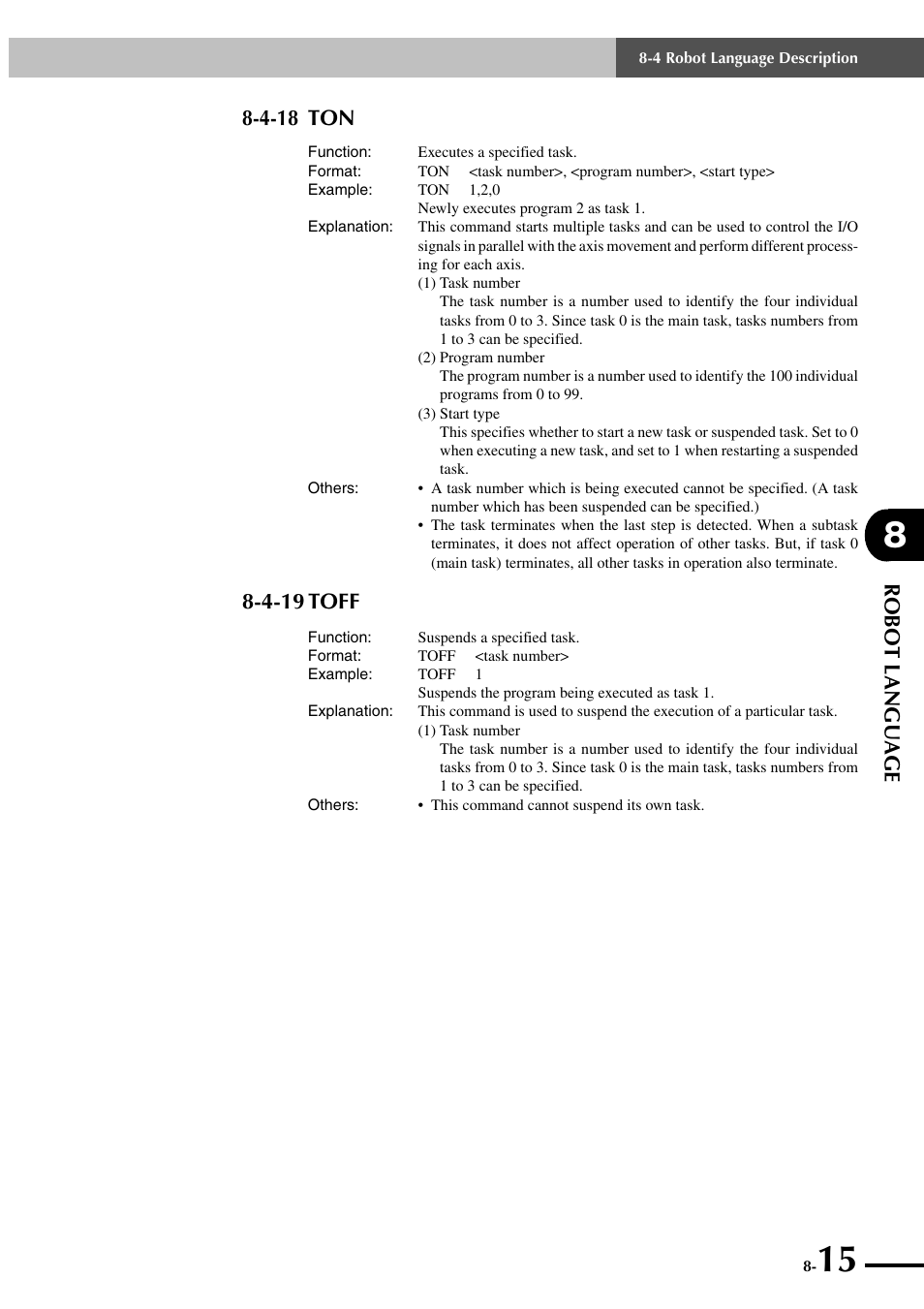 4-18 ton, 4-19 toff, Robot language | Yamaha SRCP User Manual | Page 113 / 246