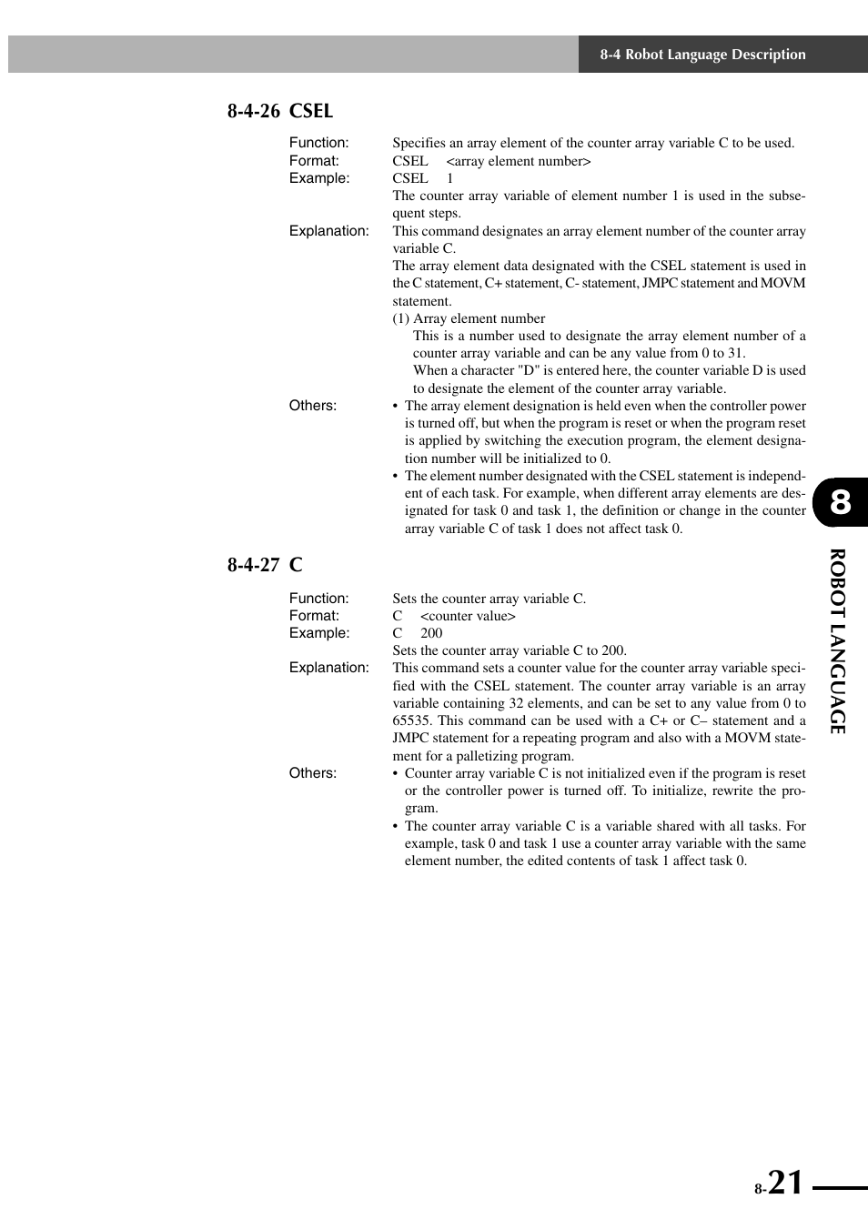 4-26 csel, 4-27 c, Robot language | Yamaha SRCP User Manual | Page 119 / 246