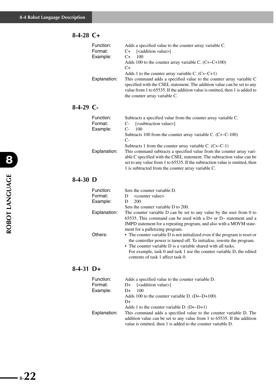 4-28 c, 4-29 c, 4-30 d | 4-31 d, Robot language | Yamaha SRCP User Manual | Page 120 / 246