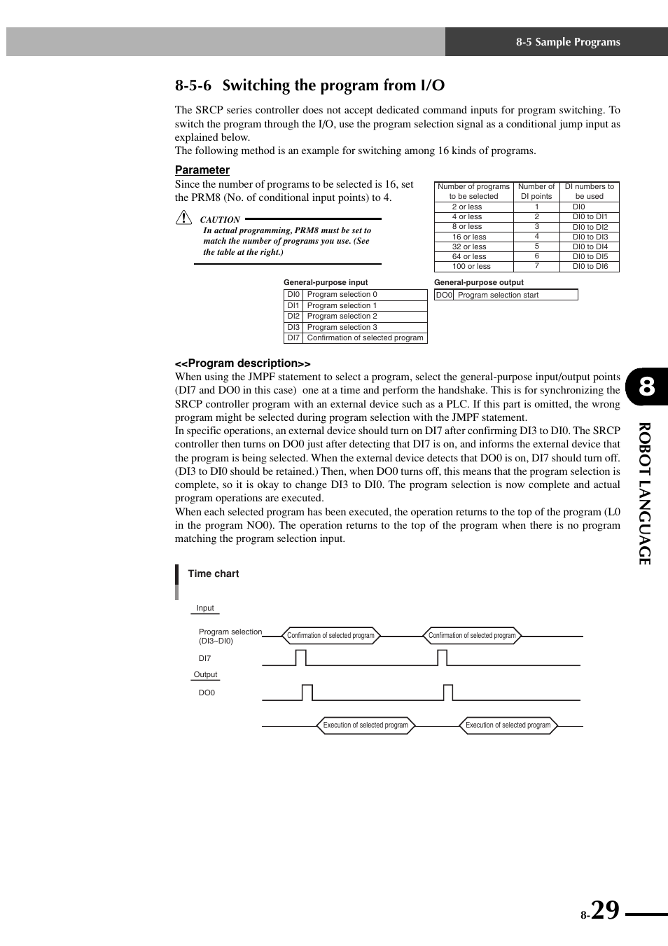 5-6 switching the program from i/o, Robot language | Yamaha SRCP User Manual | Page 127 / 246