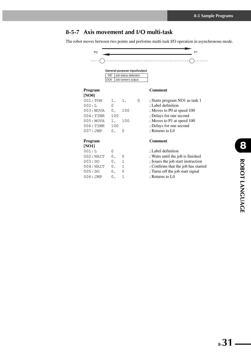 5-7 axis movement and i/o multi-task, Robot language | Yamaha SRCP User Manual | Page 129 / 246