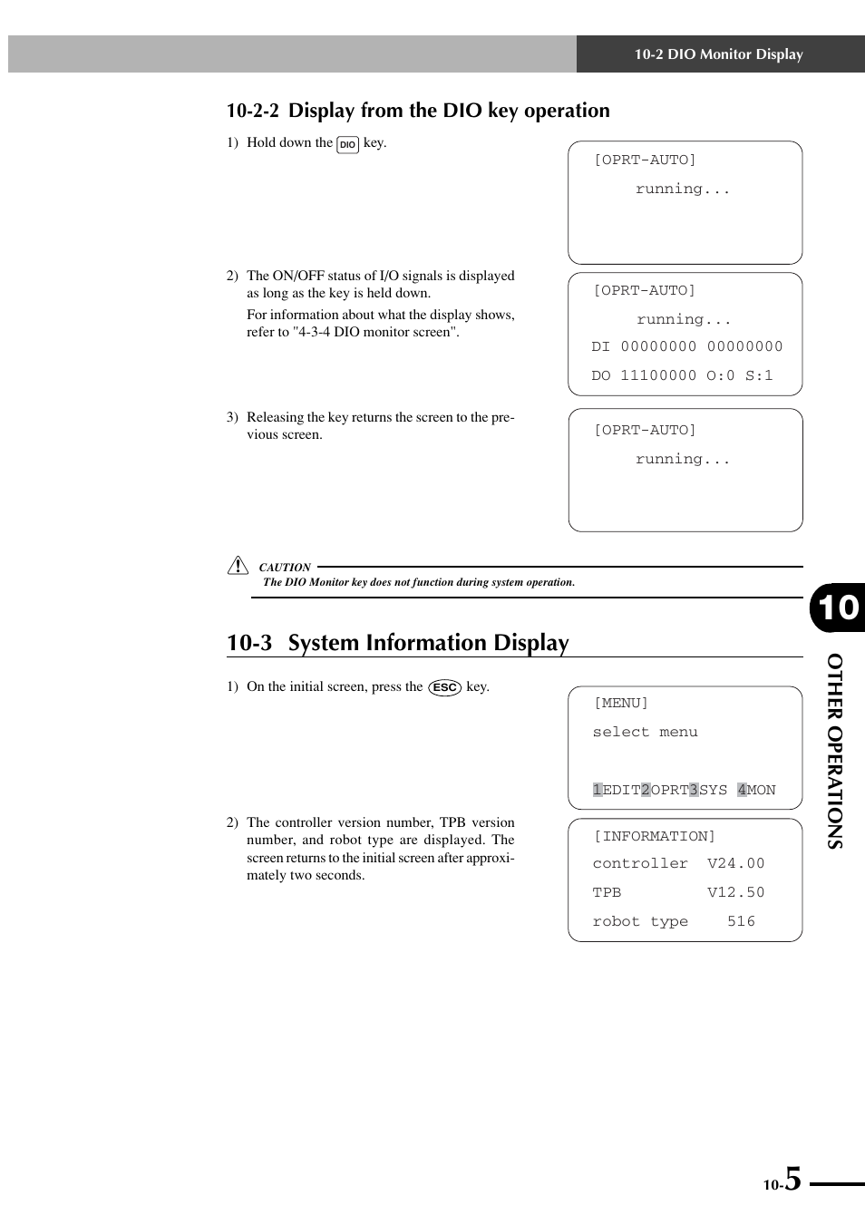 2-2 display from the dio key operation, 3 system information display, Other opera tions | Yamaha SRCP User Manual | Page 151 / 246