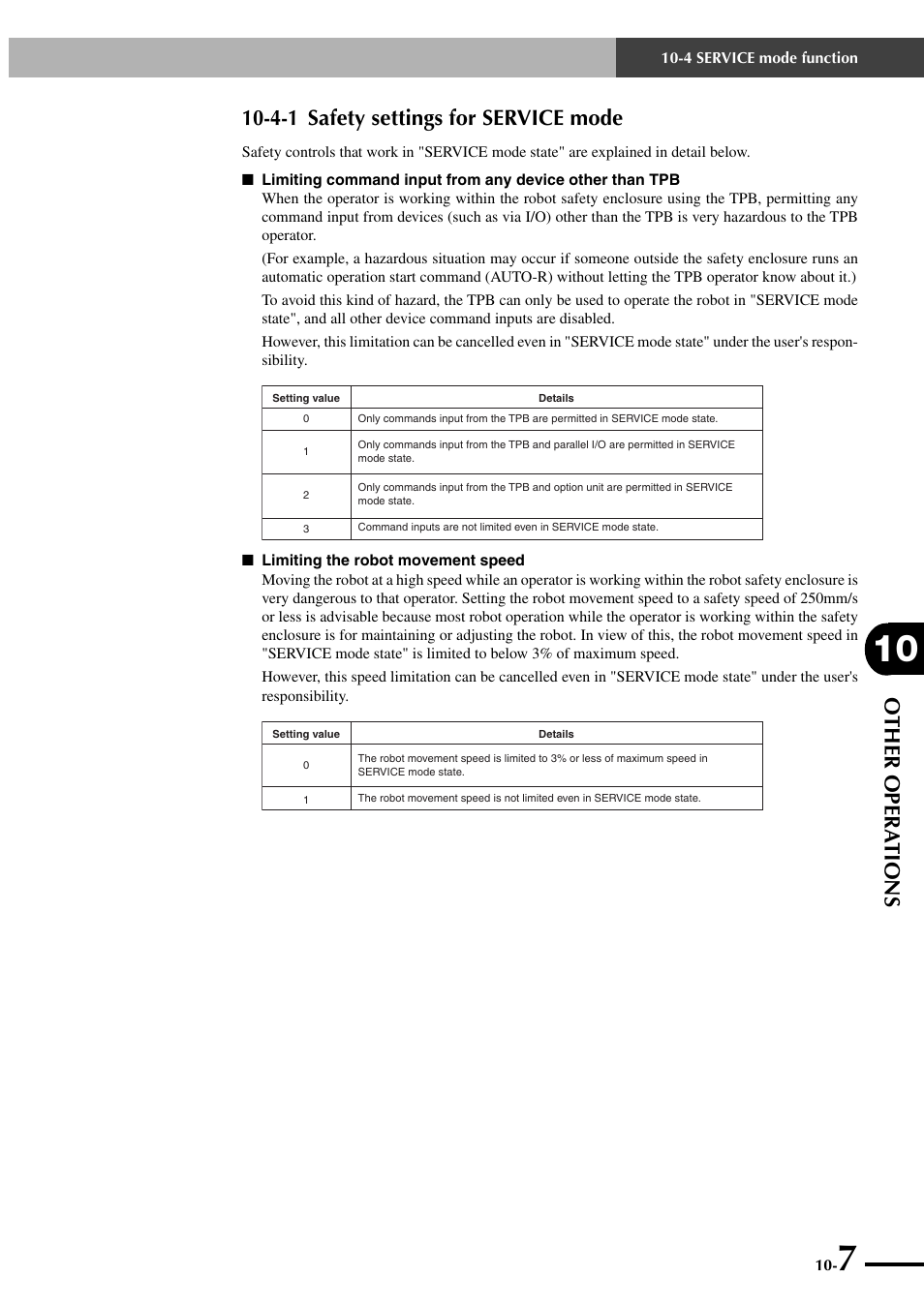 4-1 safety settings for service mode, Other opera tions | Yamaha SRCP User Manual | Page 153 / 246