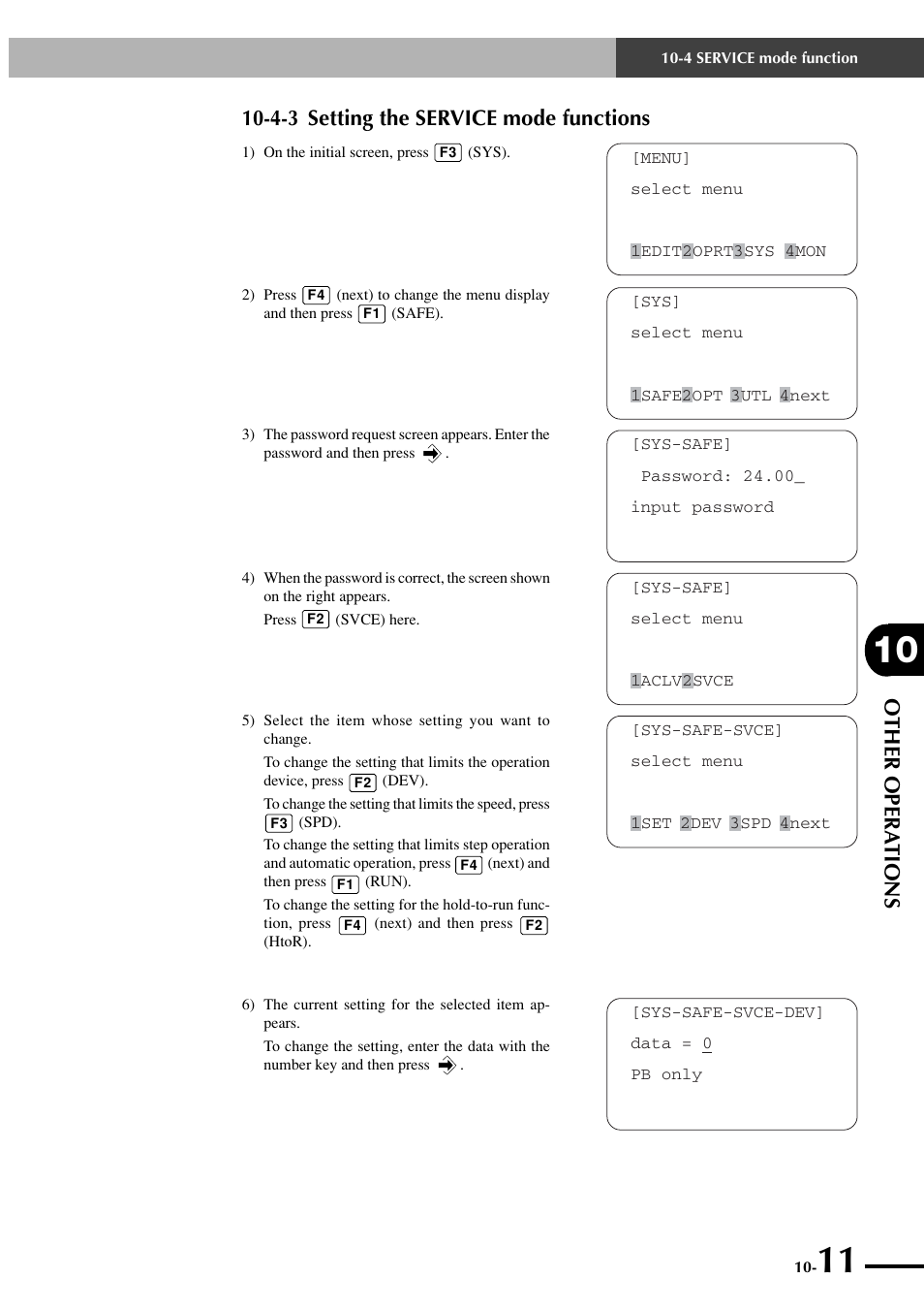 4-3 setting the service mode functions, Other opera tions | Yamaha SRCP User Manual | Page 157 / 246