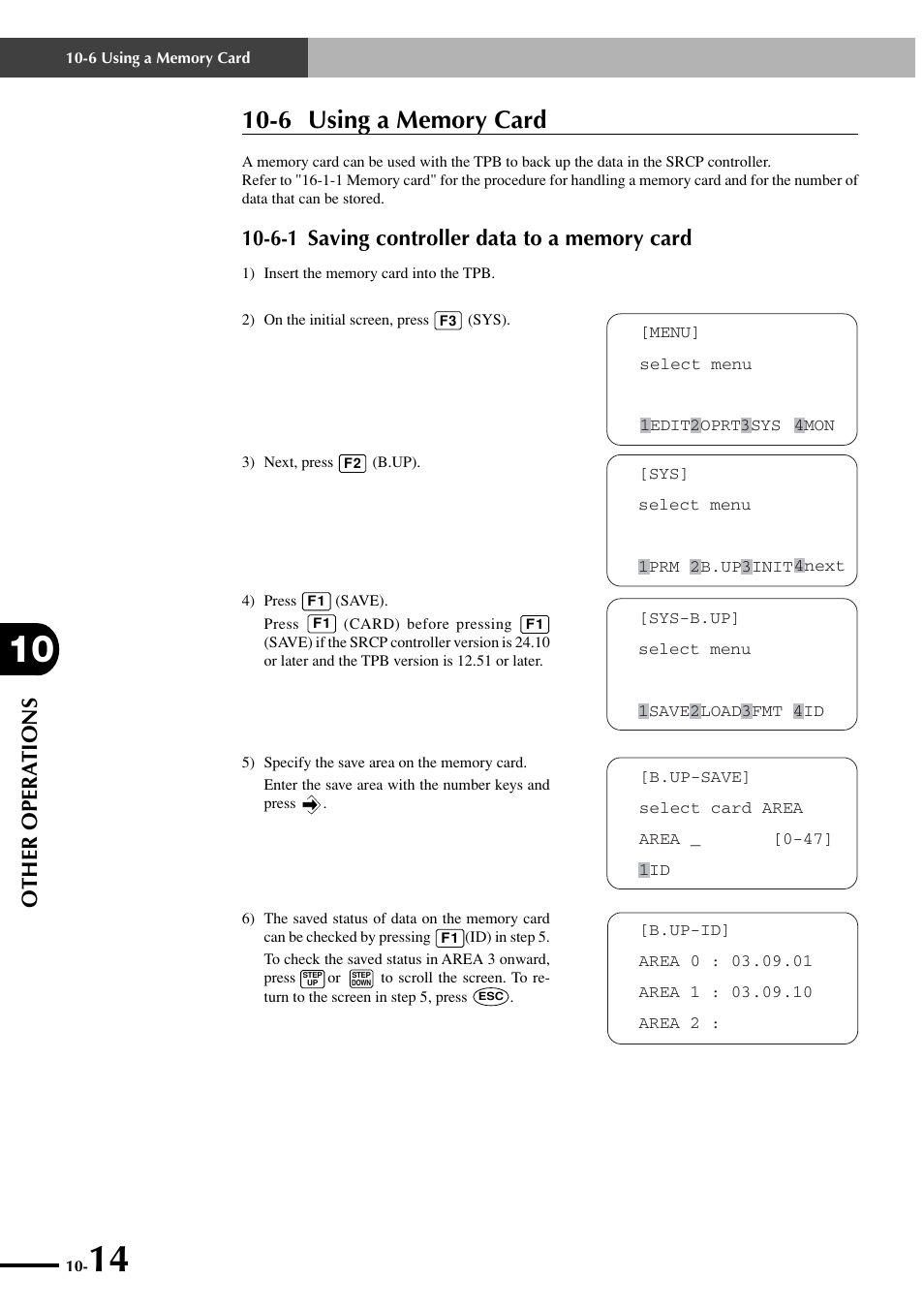 6 using a memory card, 6-1 saving controller data to a memory card, Other opera tions | Yamaha SRCP User Manual | Page 160 / 246