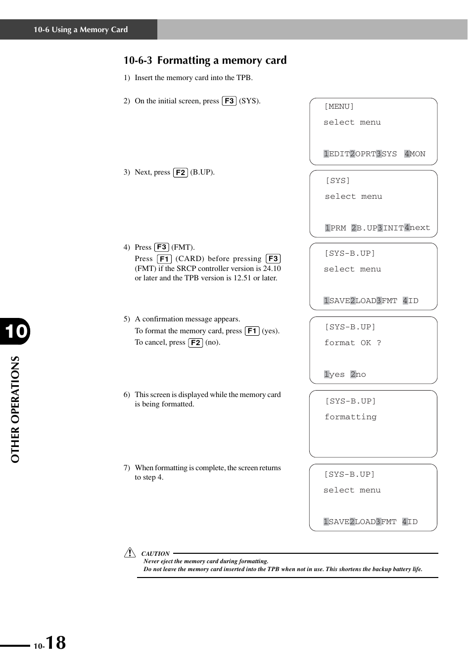 6-3 formatting a memory card, Other opera tions | Yamaha SRCP User Manual | Page 164 / 246