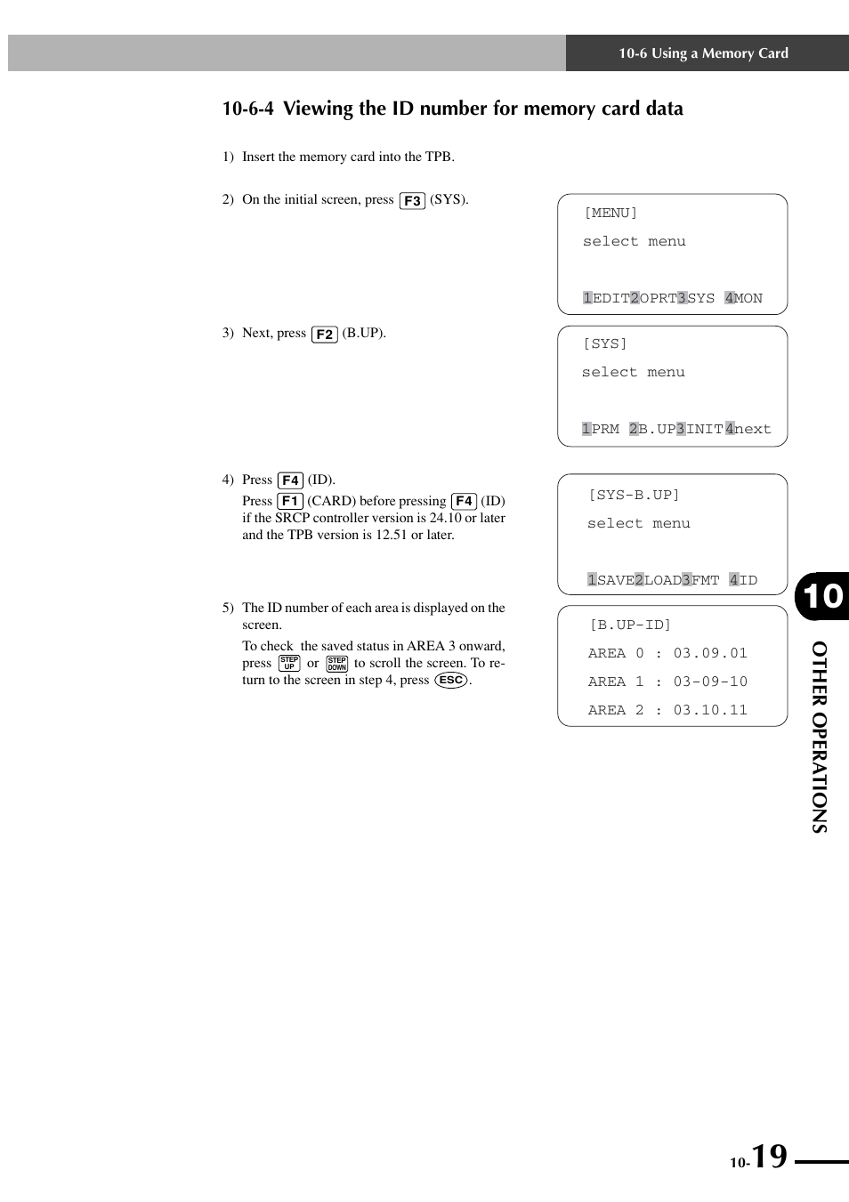 6-4 viewing the id number for memory card data, Other opera tions | Yamaha SRCP User Manual | Page 165 / 246