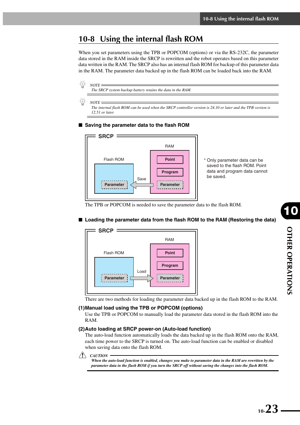 8 using the internal flash rom, Other opera tions | Yamaha SRCP User Manual | Page 169 / 246