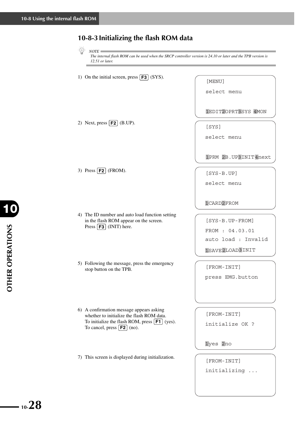 8-3 initializing the flash rom data, Other opera tions | Yamaha SRCP User Manual | Page 174 / 246