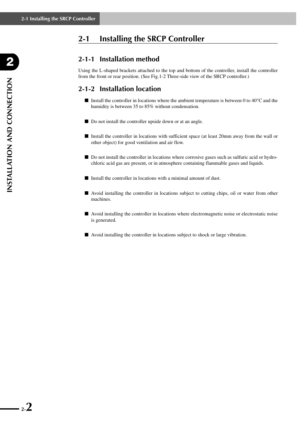 1 installing the srcp controller, 1-1 installation method, 1-2 installation location | Yamaha SRCP User Manual | Page 20 / 246