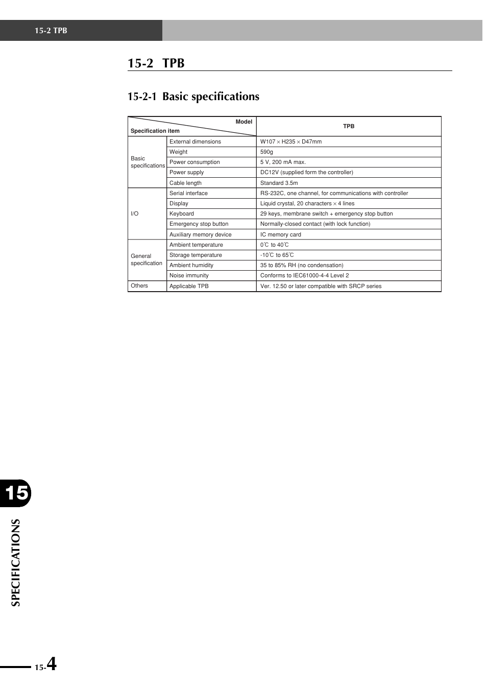 2 tpb, 2-1 basic specifications, Specifica tions | Yamaha SRCP User Manual | Page 238 / 246