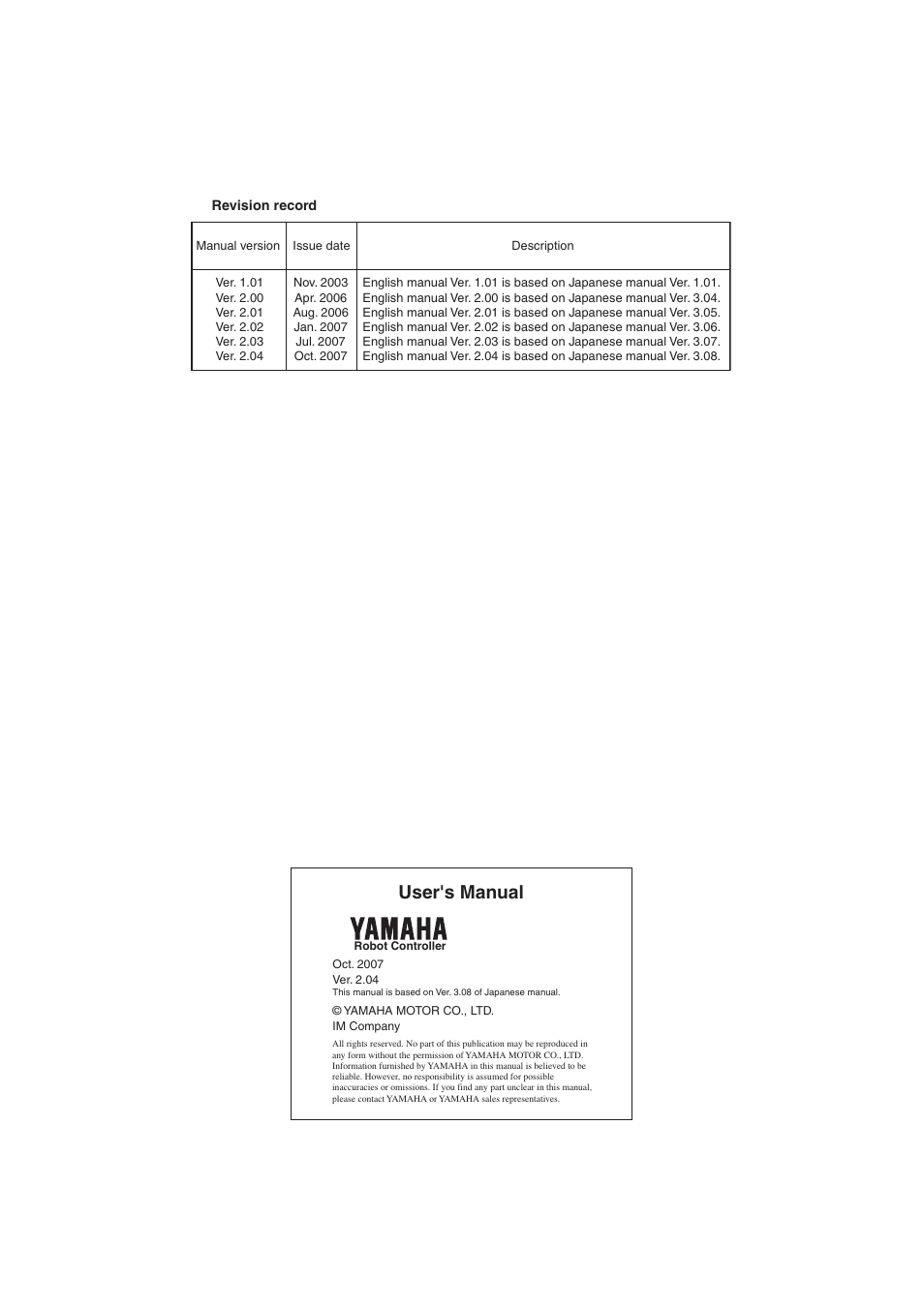 User's manual | Yamaha SRCP User Manual | Page 246 / 246