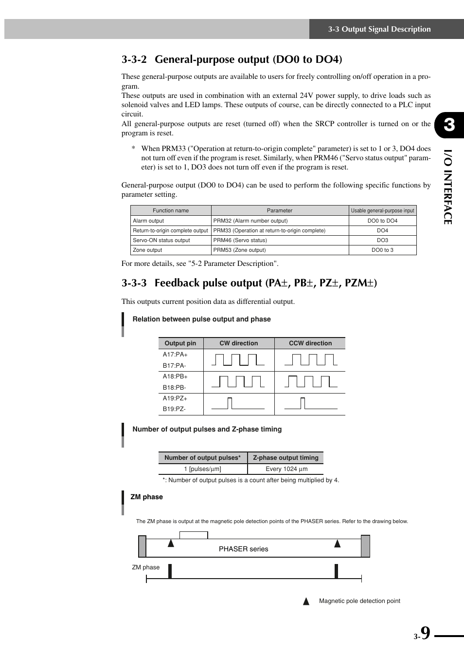 3-2 general-purpose output (do0 to do4), 3-3 feedback pulse output (pa±, pb±, pz±, pzm±), I/o interf ace | Yamaha SRCP User Manual | Page 37 / 246