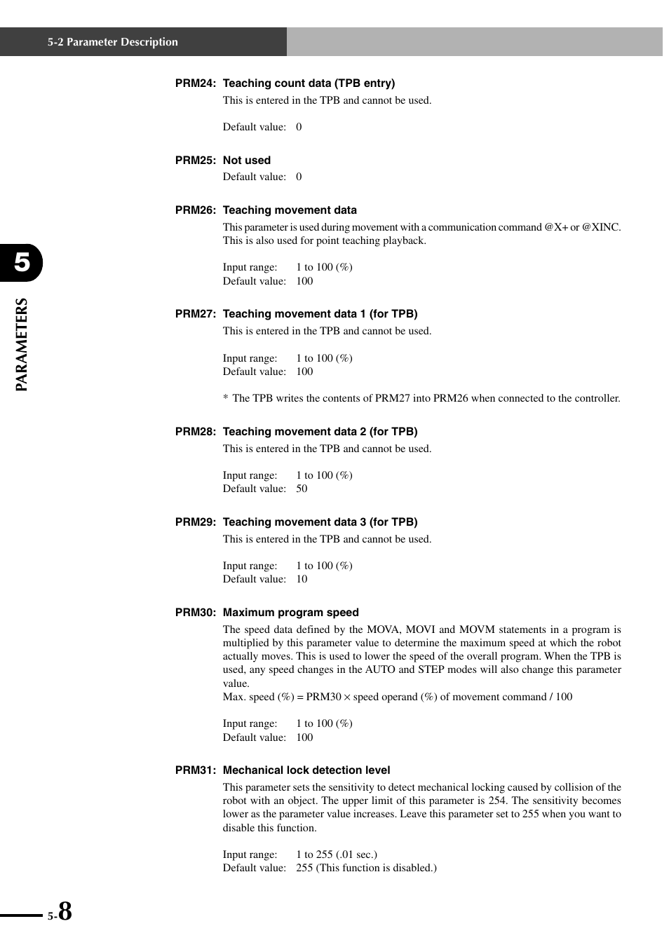 Parameters | Yamaha SRCP User Manual | Page 66 / 246