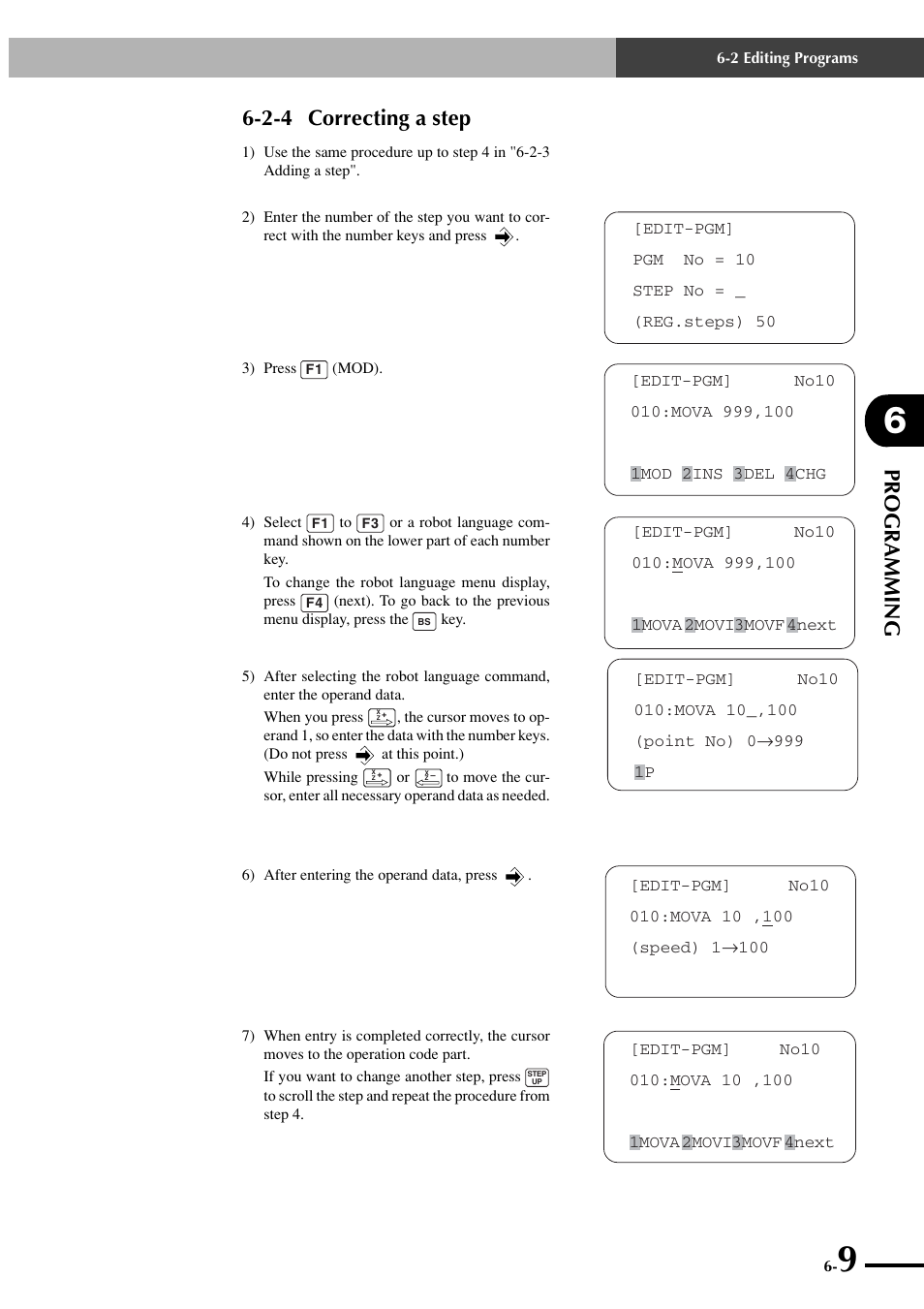 2-4 correcting a step, Programming | Yamaha SRCP User Manual | Page 83 / 246