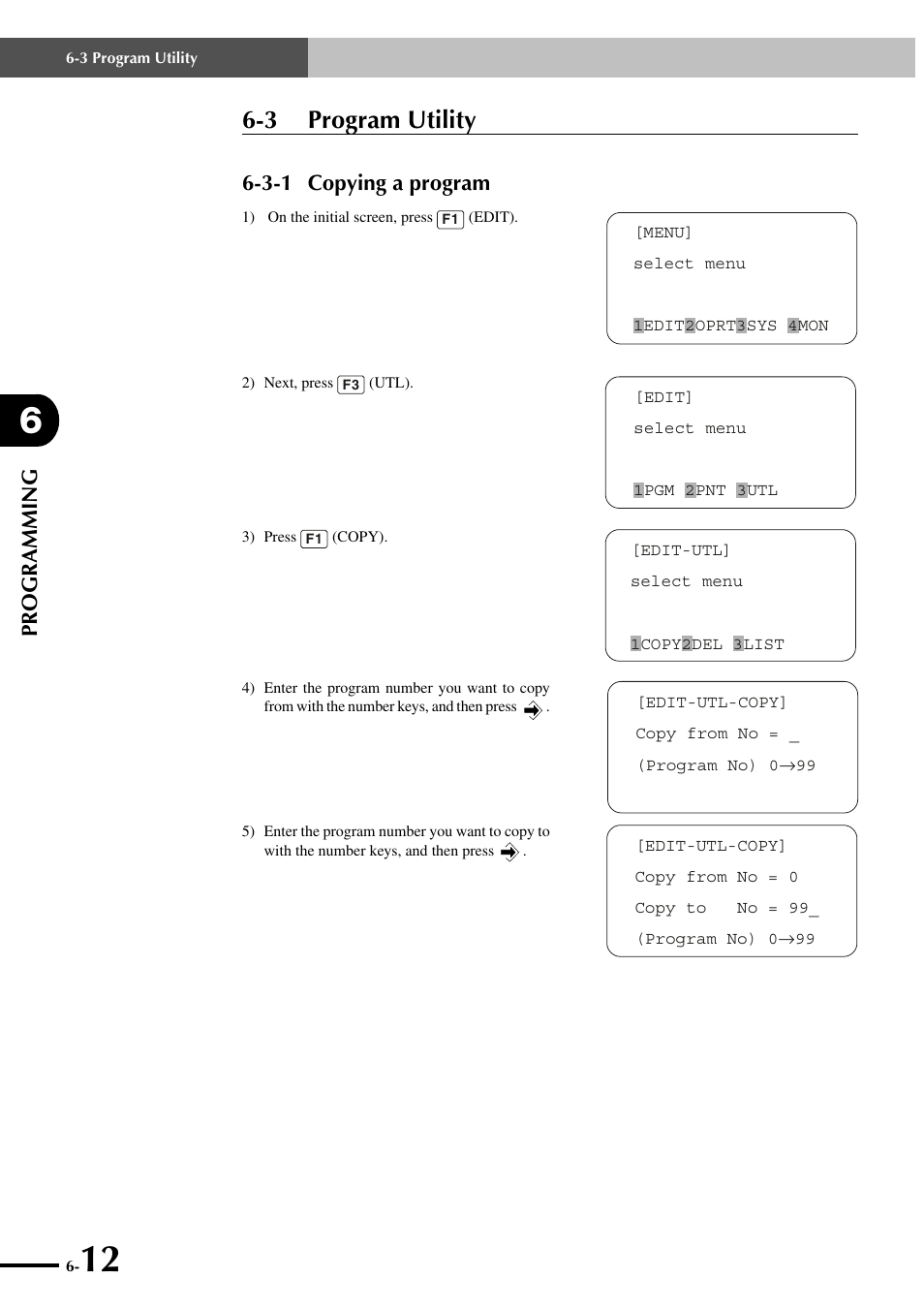 3 program utility, 3-1 copying a program, Programming | Yamaha SRCP User Manual | Page 86 / 246