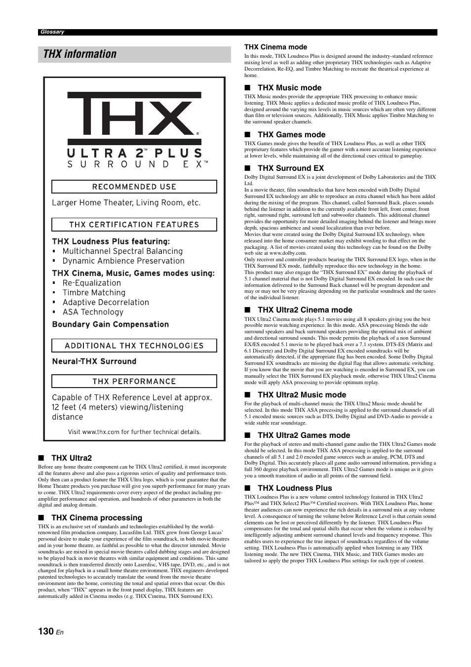 Thx information | Yamaha NOT FOND DSP-Z11 User Manual | Page 130 / 150