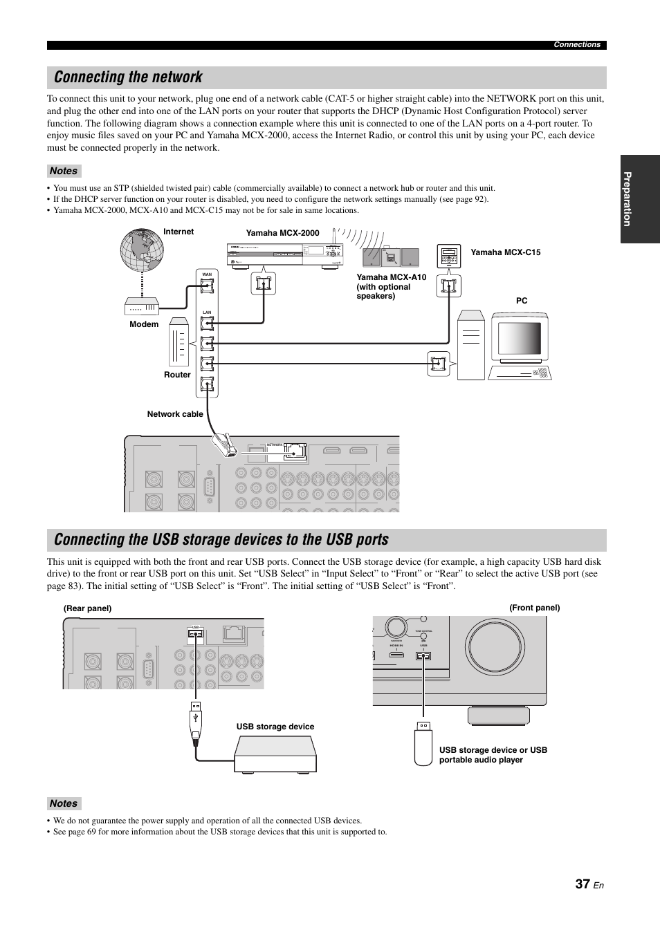 Connecting the network, P. 37 | Yamaha NOT FOND DSP-Z11 User Manual | Page 37 / 150