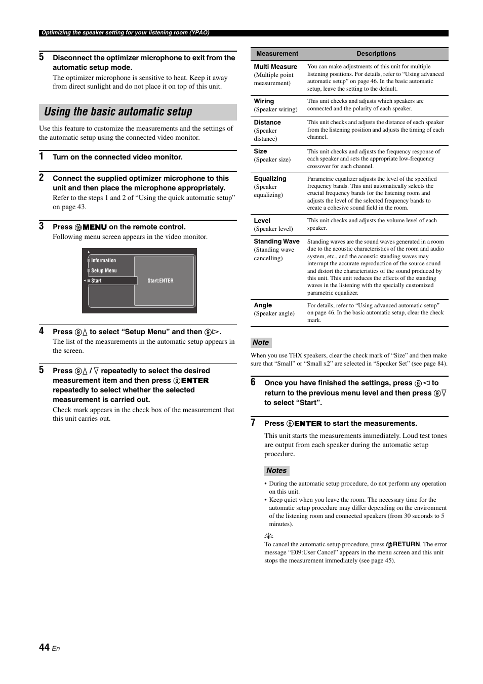 Using the basic automatic setup, P. 44 | Yamaha NOT FOND DSP-Z11 User Manual | Page 44 / 150